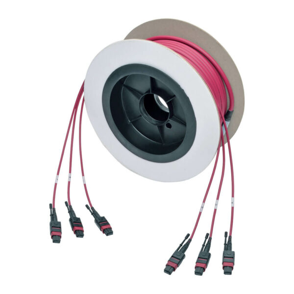 Tripp Lite MTP/MPO Multimode Base-8 Trunk Cable, 24-Strand, 40GB/100GB, 40/100GBASE-SR4, OM4 Plenum-Rated (3xF/3xF), Magenta, 15 m - N858-15M-3X8-MG