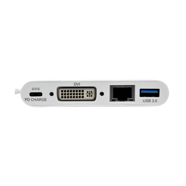 Tripp Lite series USB-C Multiport Adapter, DVI, USB 3.x (5Gbps) Hub Port, Gbe and PD Charging, White