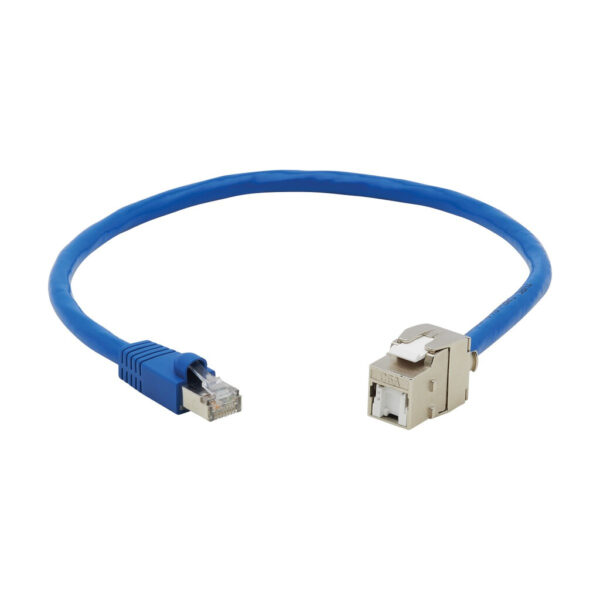 Tripp Lite series Cat6 Keystone Jack Cable Assembly - Unshielded, PoE+, RJ45 M/F, 18-in. (45.72 cm), Blue, TAA