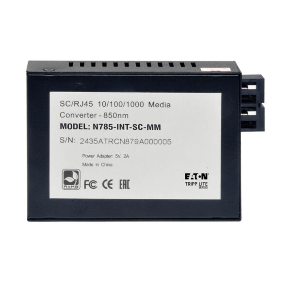 Tripp Lite series Gigabit Multimode Fiber to Ethernet Media Converter, 10/100/1000 SC, International Power Supply, 850 nm, 550M (1804.46 ft.)