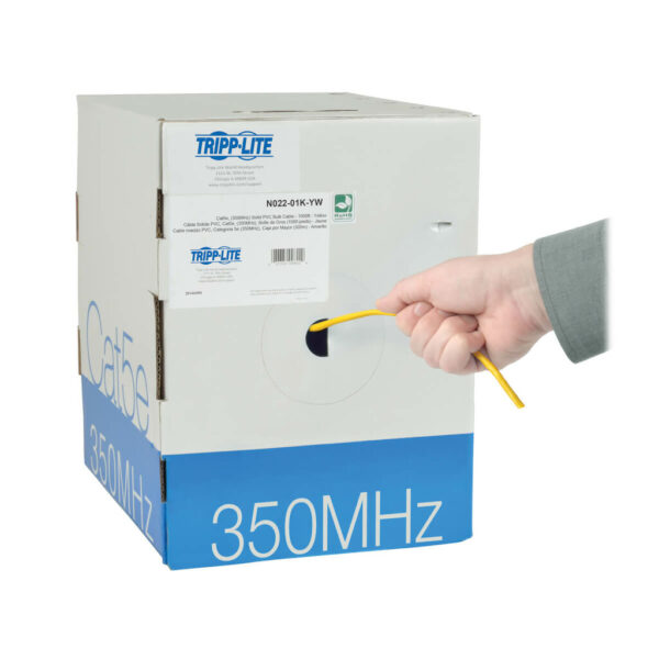 Tripp Lite series Cat5e 350 MHz Solid Core (UTP) PVC Bulk Ethernet Cable - Yellow, 1000 ft. (304.8 m), TAA