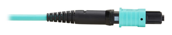 Tripp Lite series 40/100/400G Multimode 50/125 OM3 Fiber Optic Cable (8F MPO/MPO-PC F/F), Type-A Polarity, OFNP, Aqua, 20 m (65.6 ft.)
