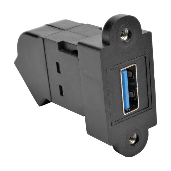 Tripp Lite series USB 3.0 All-in-One Keystone/Panel Mount Angled Coupler (F/F), Black