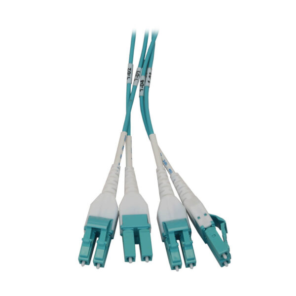 Tripp Lite series Preloaded Fiber Panel, 1U - 6x (4x LC/LC Duplex M/M) 8F Trunk Cables, OM4 Multimode, 10 m (32.8 ft.)