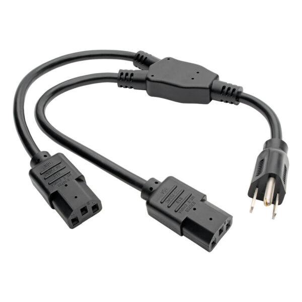 Tripp Lite series Y Splitter Power Cable, NEMA 5-15P to 2x C13 - 10A, 125V, 18 AWG, 1.5 ft. (0.45 m), Black