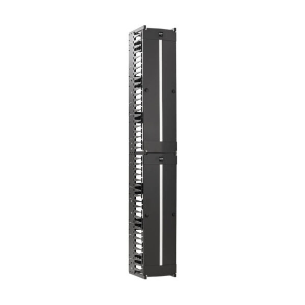 7191b6b2da9c306f3502da56ae30fa1c Tripp Lite series High-Capacity Vertical Cable Manager - Deep Double Finger Duct with Cover, Single Sided, 12 in. Wide, Black, 7 ft. (2.2 m)