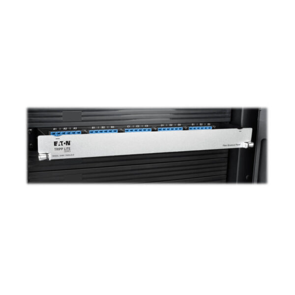 Tripp Lite series 40/100Gb Fiber Breakout Patch Panel, 40Gb to 4 x 10Gb, 100Gb to 4 x 25Gb, 15 MTP QSFP to 60 LC Duplex 9/125 Singlemode Ports, 1U