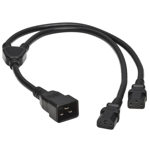 Tripp Lite series Splitter Cable, Heavy-Duty, C20 to 2x C13 - 15A, 100-250V, 14 AWG, 2 ft. (0.61 m), Black
