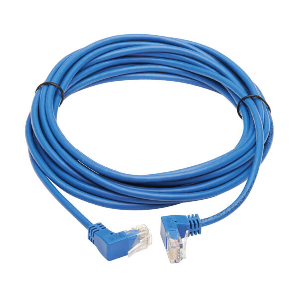 7228dd171599b2df6f19f26b97969689 Tripp Lite series Up/Down-Angle Cat6 Gigabit Molded Slim UTP Ethernet Cable (RJ45 Up-Angle M to RJ45 Down-Angle M), Blue, 15 ft. (4.57 m)