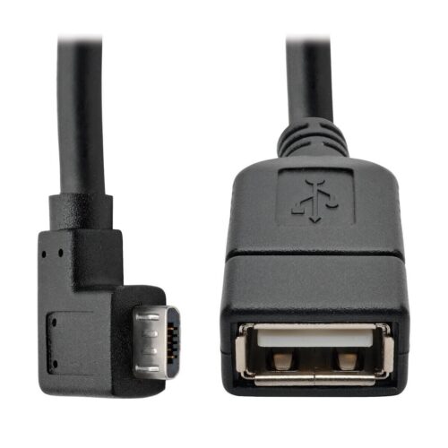 Tripp Lite series Micro USB to USB OTG Host Adapter Cable, Right-Angle 5-Pin USB Micro-B to A (M/F), 6-in. (15.24 cm)