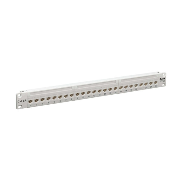 72b9bec944f31fa75512a455d20d7e17 Tripp Lite series 24-Port Cat6a Feed-Through Patch Panel - 4PPoE Compliant, 1U Rack-Mount, RJ45 Ethernet, White, TAA