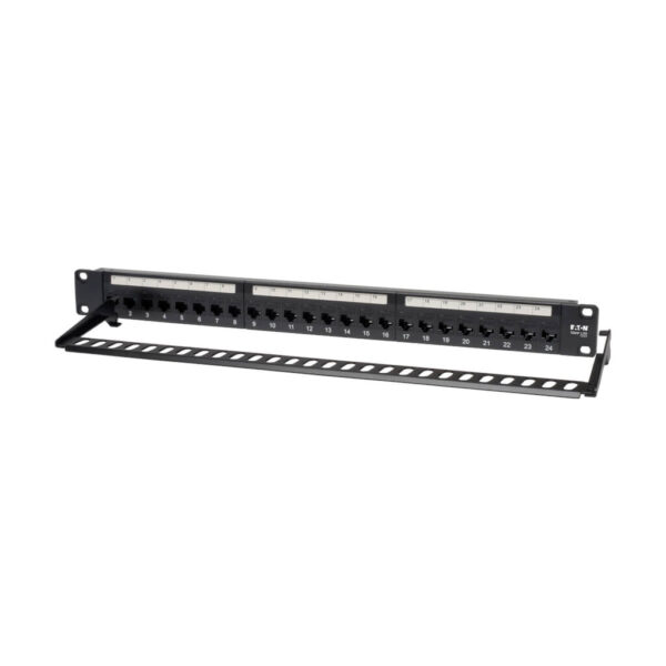 Tripp Lite series 24-Port 1U Rack-Mount Cat5e Feedthrough Patch Panel, RJ45 Ethernet, TAA