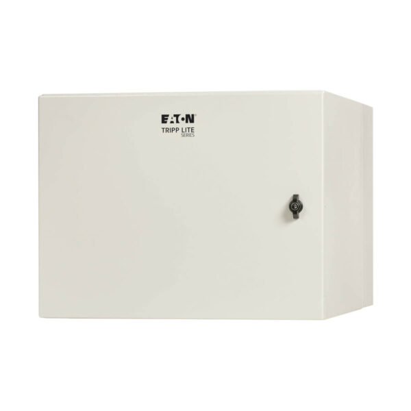 735d69cd091c4b2c75e915ceccb83485 Tripp Lite series SmartRack Industrial Enclosure with Lock - NEMA 4, Wall Mount, Metal Construction, Hinged Back, 28 in. Depth, 9U, Gray