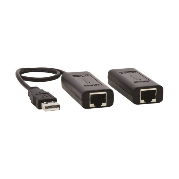 Tripp Lite series 1-Port USB over Cat5/Cat6 Extender Kit with Power over Cable - USB 2.0, Up to 164.04 ft. (50M), Black, TAA