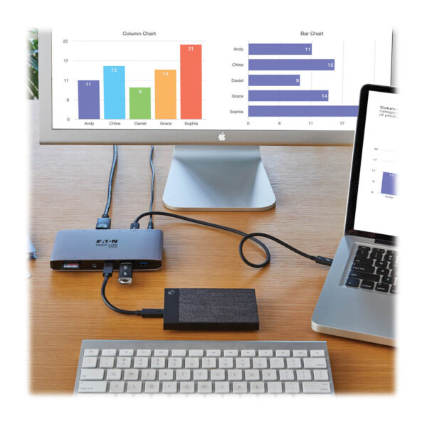 Tripp Lite Thunderbolt 3 Dual-Display Dock, 8K DisplayPort, USB 3.2 Gen 2 10G, USB-A/USB-C Hub, GbE, International Plug Adapters - MTB3-DOCK-03INT