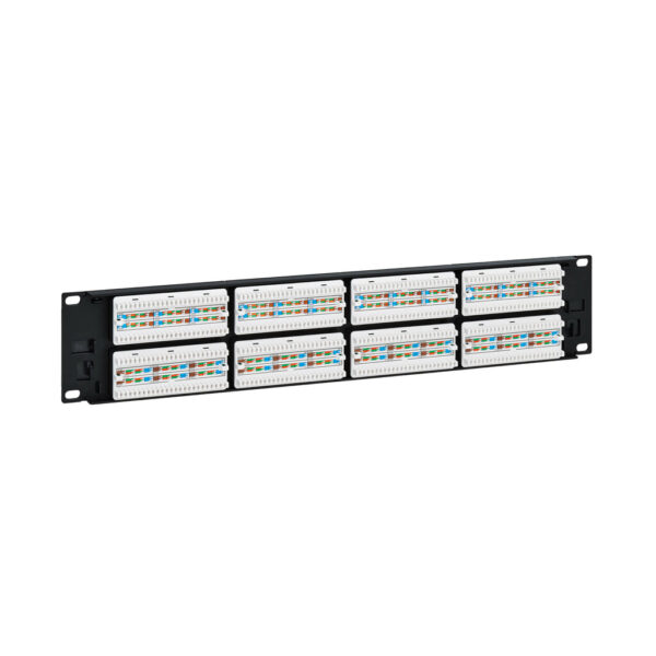 Tripp Lite series 48-Port Cat6 Patch Panel - 4PPoE Compliant, 110/Krone, 568A/B, RJ45 Ethernet, 2U Rack-Mount, Black, TAA