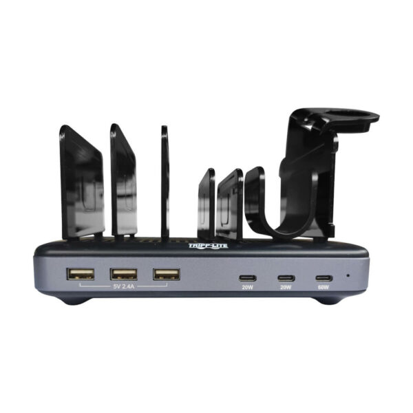 Tripp Lite series 120W Multi-Device Charging Station - 60W USB-C, 2x 20W USB-C, and 3x USB-A Ports for Smartphone, Tablet and Apple Watch with Storage