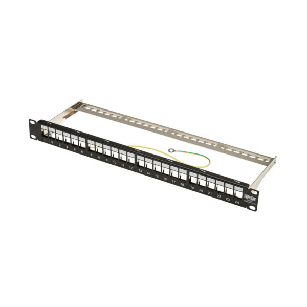 Tripp Lite series 24-Port 1U Rack-Mount Shielded Blank Keystone/Multimedia Patch Panel, RJ45 Ethernet, USB, HDMI, Cat5e/6