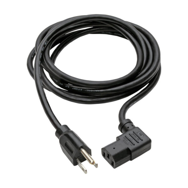 74e4dbdc74bc28c02c9e1d3a091b504d Tripp Lite series Computer Power Cord, NEMA 5-15P to Right-Angle C13 - 10A, 125V, 18 AWG, 10 ft. (3.05 m), Black