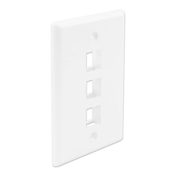 3-Port Single Gang, Flush Style, Faceplate White