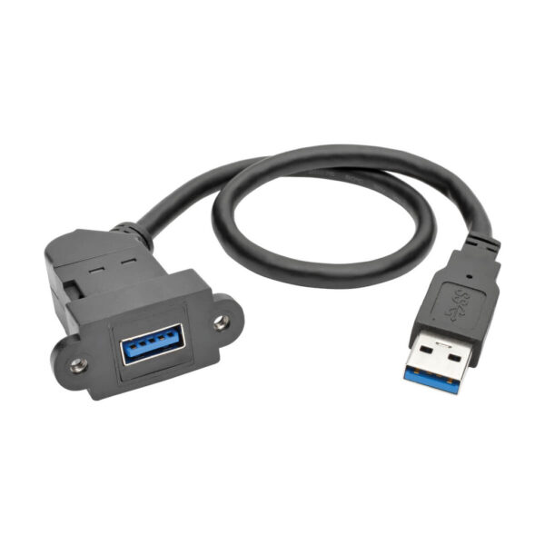 7668721aa191b5f91c346b99f8517297 Tripp Lite series USB 3.0 All-in-One Keystone/Panel Mount Extension Cable (M/F), Angled Connector, Black, 1 ft. (0.31 m)