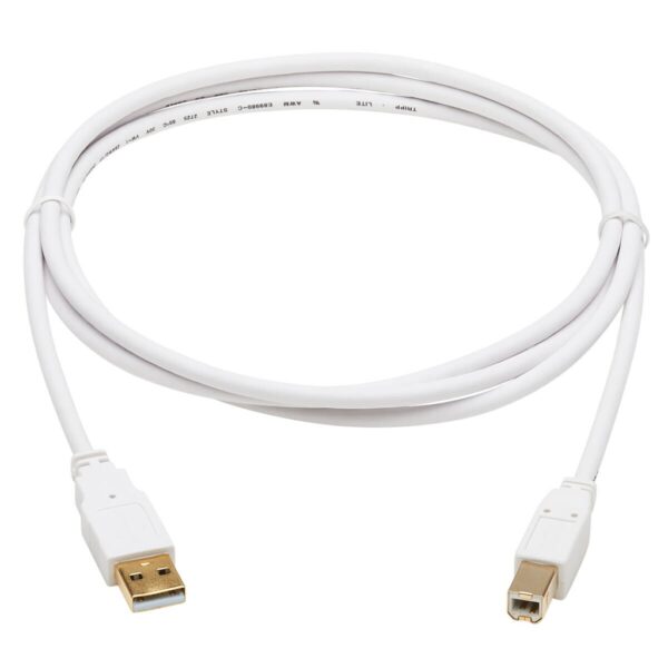 769a21a1065d0b80a13354164ad916b4 Tripp Lite series Safe-IT USB 2.0 A to B Antibacterial Cable (M/M), White, 6 ft. (1.83 m)