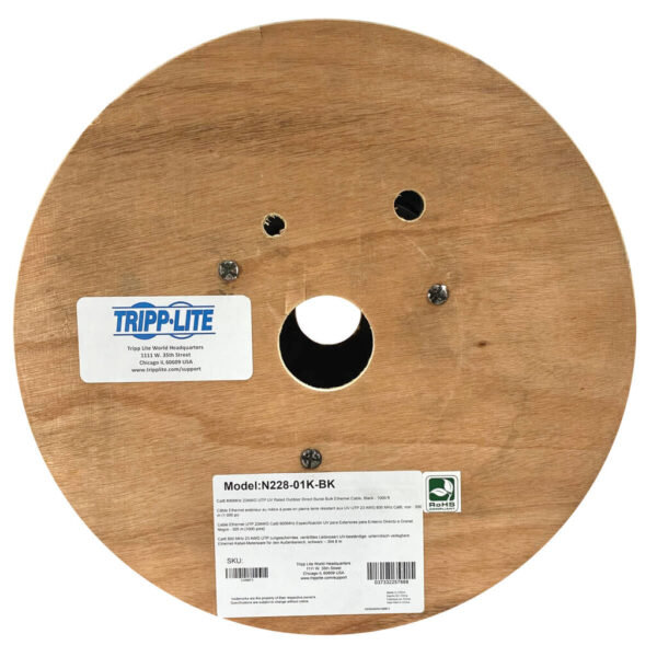 Tripp Lite series Cat6/Cat6e 600 MHz Solid-Core Direct-Burial Outdoor-Rated UTP Bulk Ethernet Cable - Black, 1,000 ft. (304.8 m)