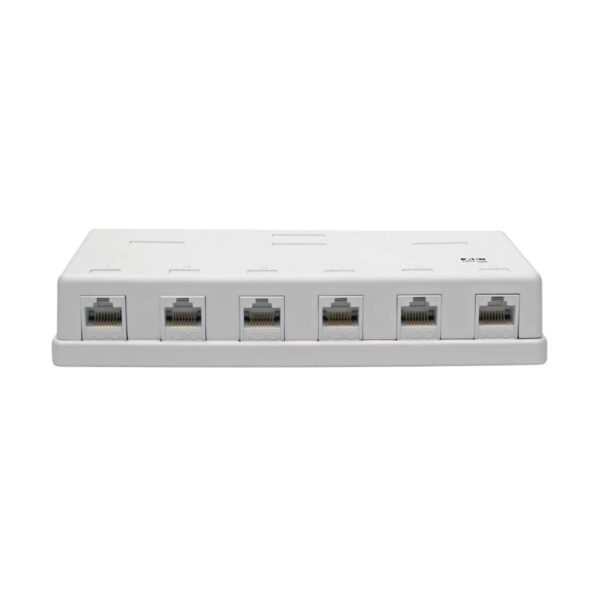 77ecd2dba665823ea3c4a1d2edc42900 Tripp Lite series Pre-Configured Unshielded Cat6 6-Port Surface-Mount Box, 110 IDC, RJ45, White, TAA
