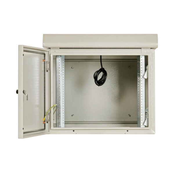 781a72be45f3afbb2823fce44d36195e Tripp Lite series SmartRack Industrial Enclosure - NEMA 3R, Wall Mount, Metal, Locking, Hinged Back, Fan With Thermal Switch, 32 in. Depth, 9U, Gray