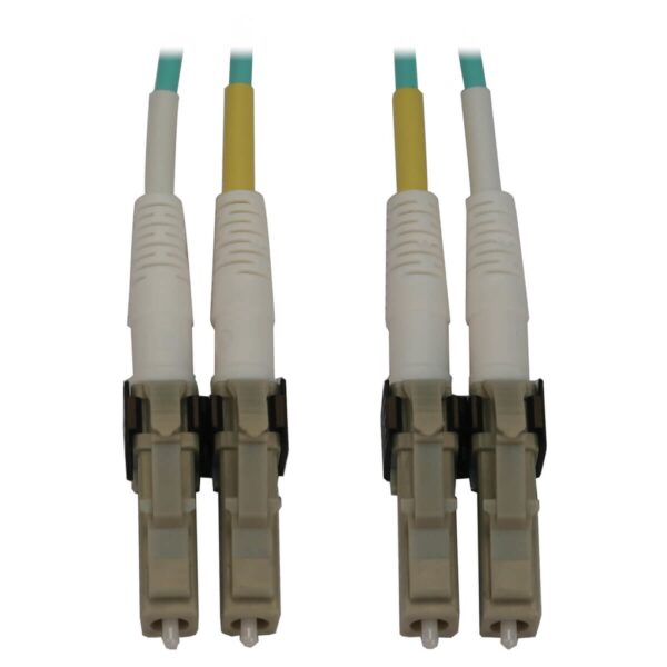 782f0ca0226d1d10fc834f1f2c65b9da-1 Tripp Lite series 400G Multimode 50/125 OM3 Switchable Fiber Optic Cable (Duplex LC-PC M/M), LSZH, Aqua, 7 m (23 ft.)
