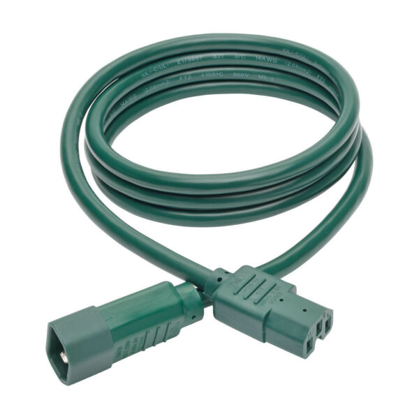 Tripp Lite series Power Cord C14 to C15 - Heavy-Duty, 15A, 250V, 14 AWG, 6 ft. (1.83 m), Green