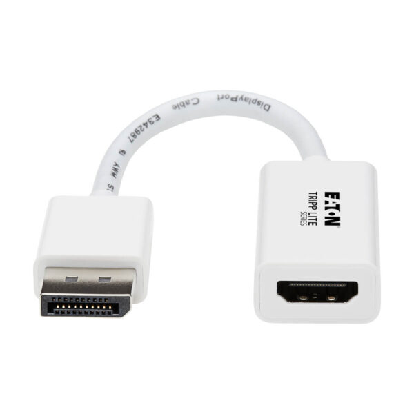 Tripp Lite series DisplayPort to HDMI Active Adapter (M/F) - 4K 60Hz, HDR, DP 1.2, HDCP 2.2, White, 6 in.