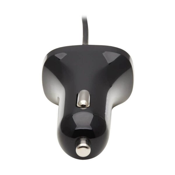 793ccc95dfee824e19b6219b4ce47583 Tripp Lite series Dual-Port USB Car Charger with 30W Charging - USB-C (18W) QC 3.0, USB-A (12W), Coiled 6 ft. (1.83 m) USB-C Cable, Black