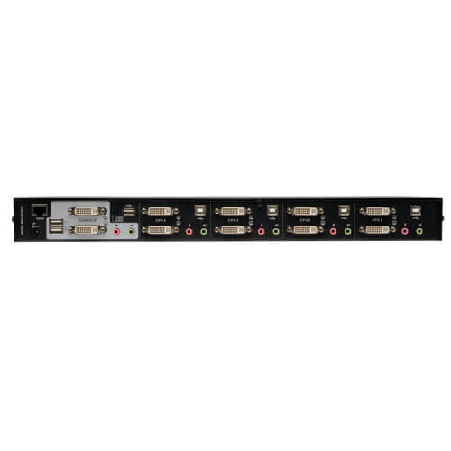 Tripp Lite series 4-Port Dual Monitor DVI KVM Switch with Audio and USB 2.0 Hub, Cables included, TAA