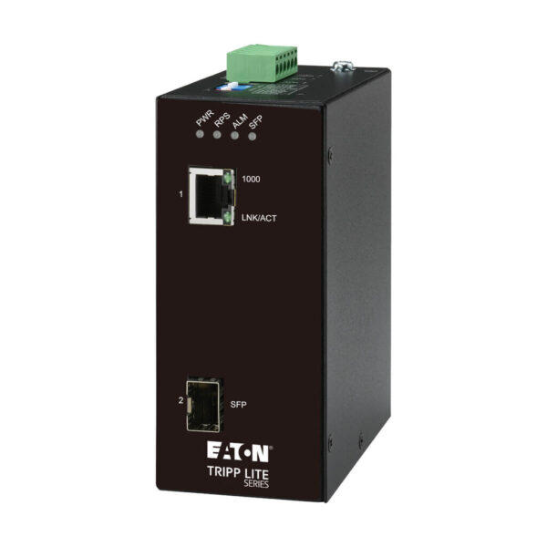 7a10c6a27d8888c976f964a70cbb6d49 Tripp Lite series Hardened Gigabit Fiber to Ethernet Media Converter, 10/100/1000 Mbps, RJ45/SFP, -10° to 60°C, DC Power, TAA