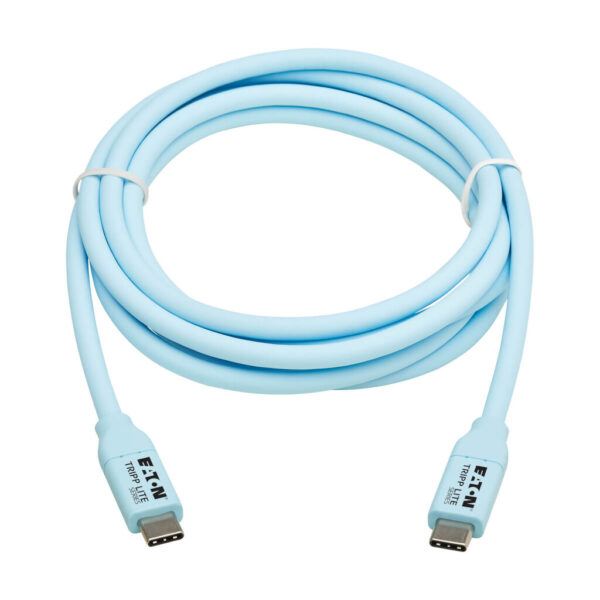 Tripp Lite series Safe-IT USB-C Cable (M/M), Antibacterial, Ultra Flexible, 240W PD Charging, Light Blue, 6 ft. (1.8 m)