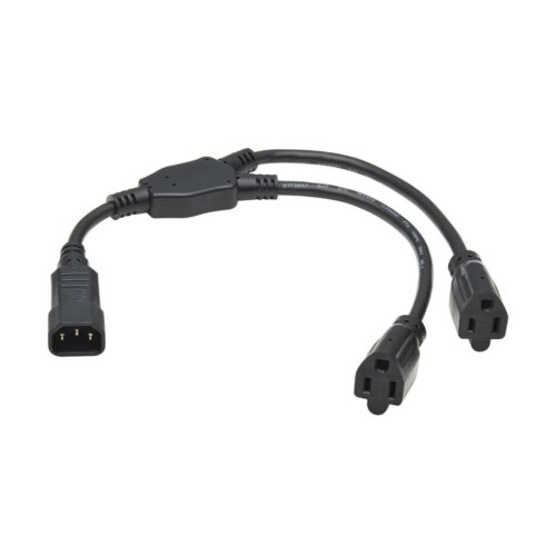 Tripp Lite series Power Cord Y Splitter, C14 to 2x NEMA 5-15R - 13A, 125V, 16 AWG, 18 in. (46 cm), Black
