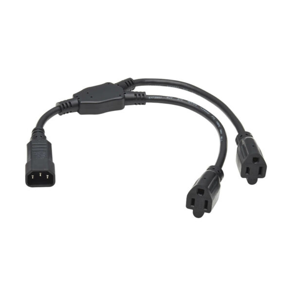 Tripp Lite series Power Cord Y Splitter, C14 to 2x NEMA 5-15R - 13A, 125V, 16 AWG, 18 in. (46 cm), Black
