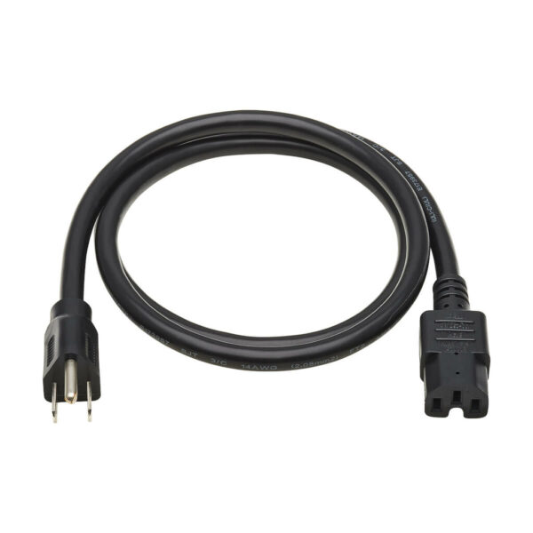 Tripp Lite series Power Cord, NEMA 5-15P to C15 - Heavy-Duty, 15A, 125V, 14 AWG, 4 ft. (1.22 m), Black