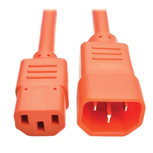 Tripp Lite series PDU Power Cord, C13 to C14 - 10A, 250V, 18 AWG, 2 ft. (0.61 m), Orange