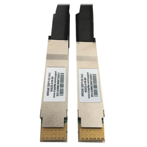 Tripp Lite series 400G Passive Twinax Direct-Attach Cable (QSFP-DD/QSFP-DD), Black/Silver, 1 m