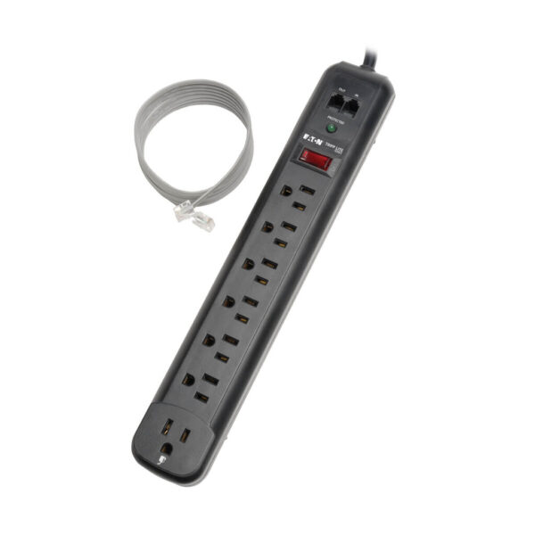 Tripp Lite series Protect It! 7-Outlet Surge Protector, 6 ft. (1.83 m) Cord, 1080 Joules, Modem/Fax Protection, Black Housing