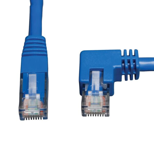 7b2731414bea79eea0a8a89cd1796f71-1 Tripp Lite series Right-Angle Cat6 Gigabit Molded UTP Ethernet Cable (RJ45 Right-Angle M to RJ45 M), Blue, 10 ft. (3.05 m)