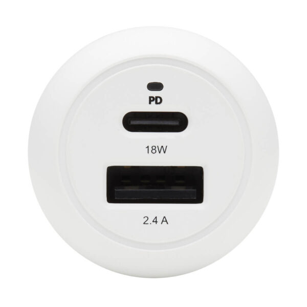 7b30a9a2ad791cd43995fc9855fa82f0 Tripp Lite series Dual-Port USB Car Charger - 30W PD Charging, USB-C (18W) & USB-A (12W), USB-C to Lightning Cable, White