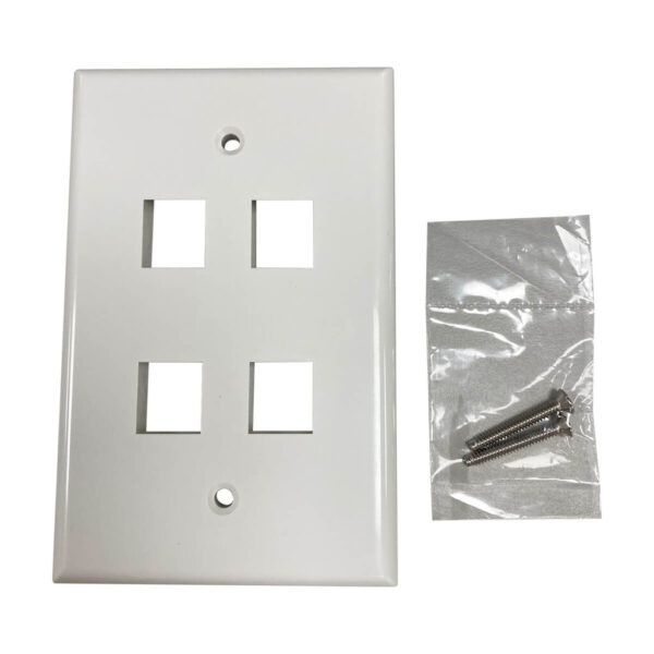 7b4f77fceffd4cdd463bc0ca039a025d Tripp Lite series Safe-IT 4-Port Single-Gang Keystone Wall Plate, Antibacterial, Ivory Gloss, TAA