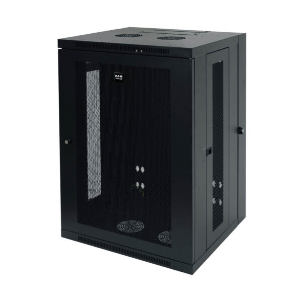 Tripp Lite series SmartRack 18U Low-Profile Switch-Depth Wall-Mount Rack Enclosure Cabinet, Hinged Back