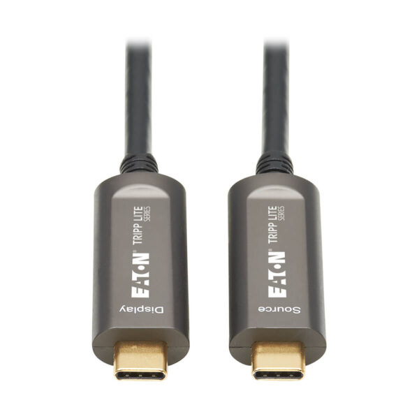 7b90902766bbb365b0fba0b6282ddfd3-2 Tripp Lite series USB-C to USB-C Plenum-Rated Fiber Active Optical Cable (AOC) - 4K 60 Hz, HDR, 4:4:4, M/M, Black, 15 m (49 ft.), Video-Only