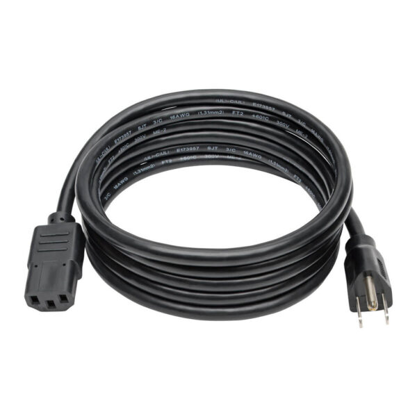 Tripp Lite series Desktop Computer AC Power Cable, NEMA 5-15P to C13 - 13A, 125V, 16 AWG, 8 ft. (2.43 m), Black