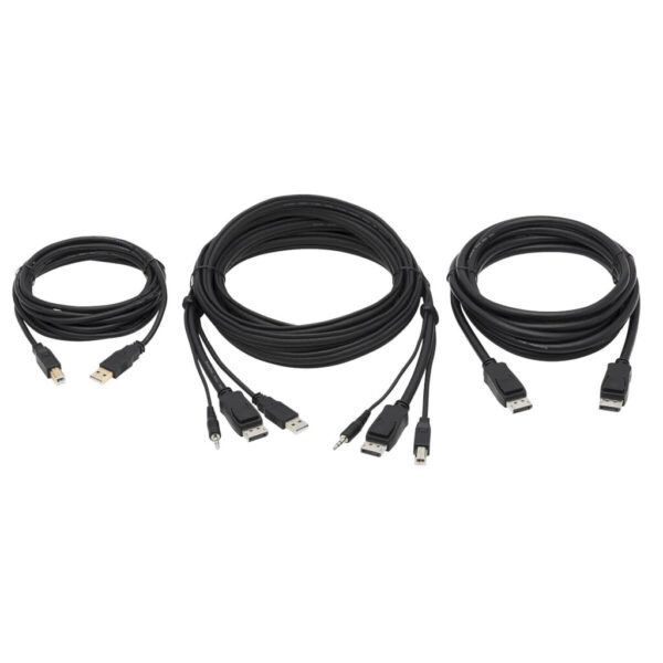 Tripp Lite series DisplayPort KVM Cable Kit - DP, USB, 3.5 mm Audio (3xM/3xM) + USB (M/M) + DP (M/M), 4K, 10 ft. (3.05 m), Black