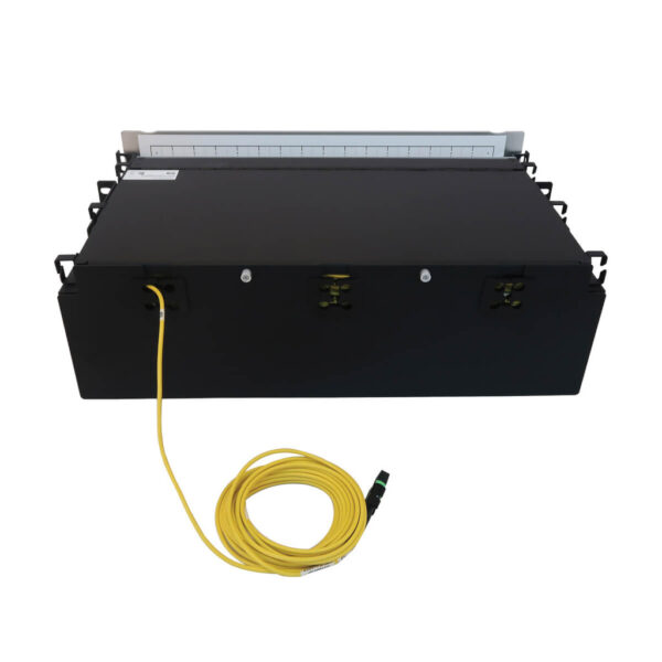 Tripp Lite series Preloaded Fiber Patch Panel, 3U - 48x (12F MTP/MPO-APC to 4x LC Duplex F/F) 8F Trunk Cables, OS2 Singlemode, 5 m (16.4 ft.)